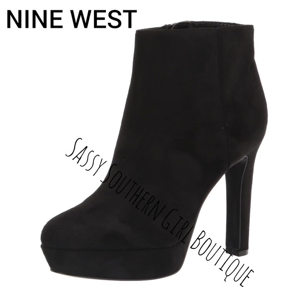 🆕⭐ Nine West Black Suede Platform Booties - Picture 1 of 15